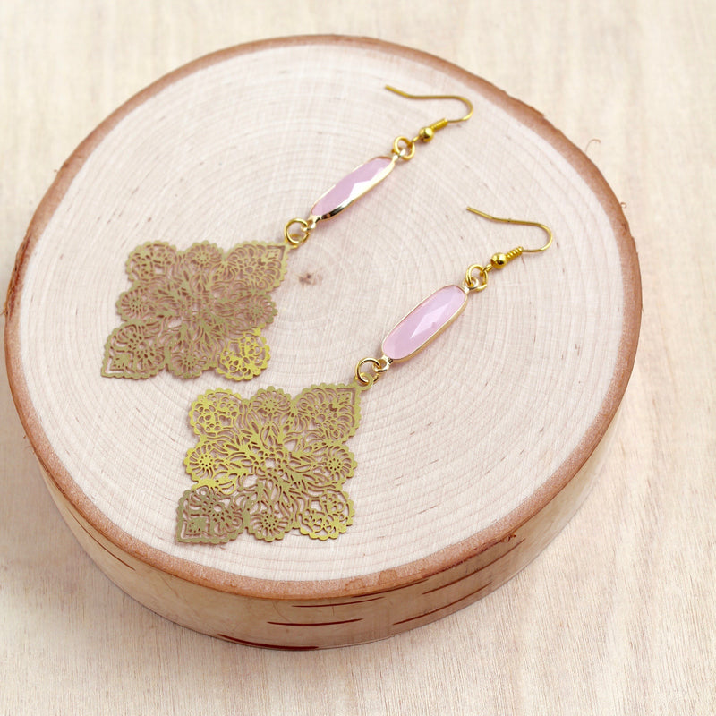 Gold Diamond Laser Cut Earrings