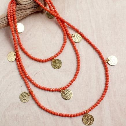 Thai Triple Strand Golden Coin Necklace