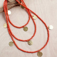 Thai Triple Strand Golden Coin Necklace