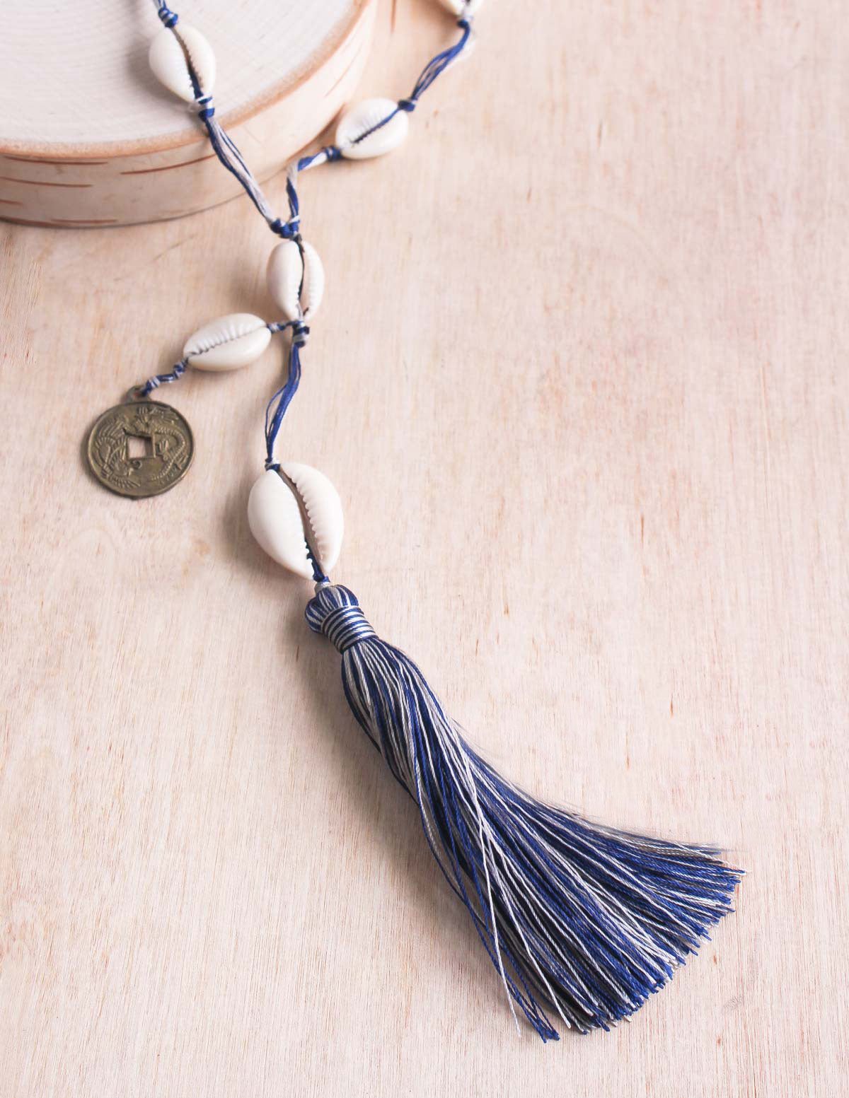 Shelly Coin Tassel Necklace