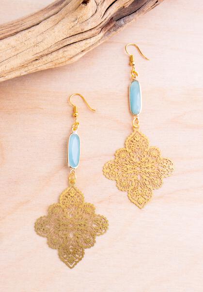 Gold Diamond Laser Cut Earrings