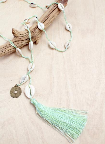 Shelly Coin Tassel Necklace