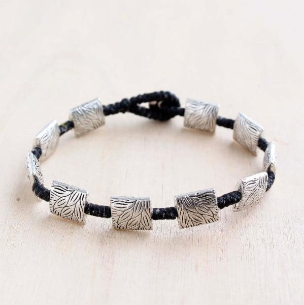 Etched Leaf Alloy Bracelet #65