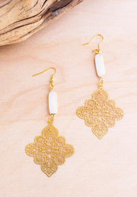 Gold Diamond Laser Cut Earrings