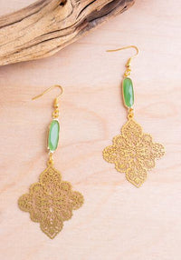 Gold Diamond Laser Cut Earrings