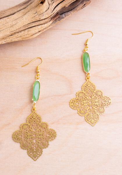 Gold Diamond Laser Cut Earrings | Shop Bali Queen
