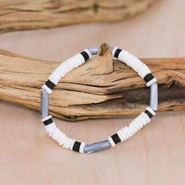 Kona Puka Shell Glass Stretch Bracelet | Shop Bali Queen