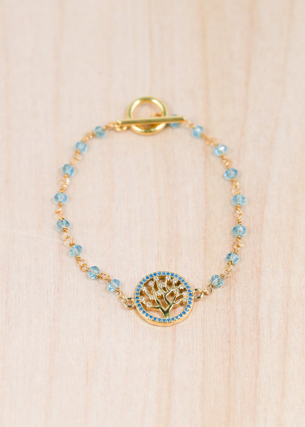 18K Toggle Tree of Life Aqua Bracelet | Shop Bali Queen