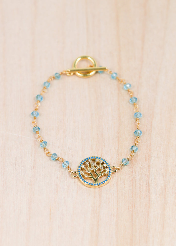 18K Toggle Tree of Life Aqua Bracelet | Shop Bali Queen