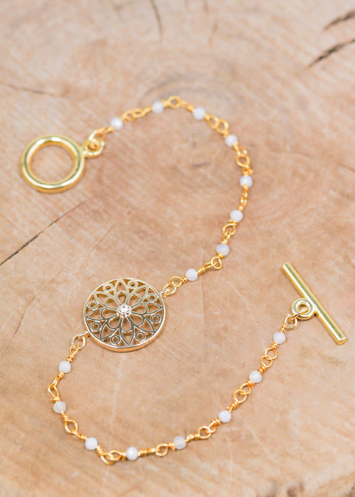 18K Toggle Floral Moon Quartz Bracelet | Shop Bali Queen