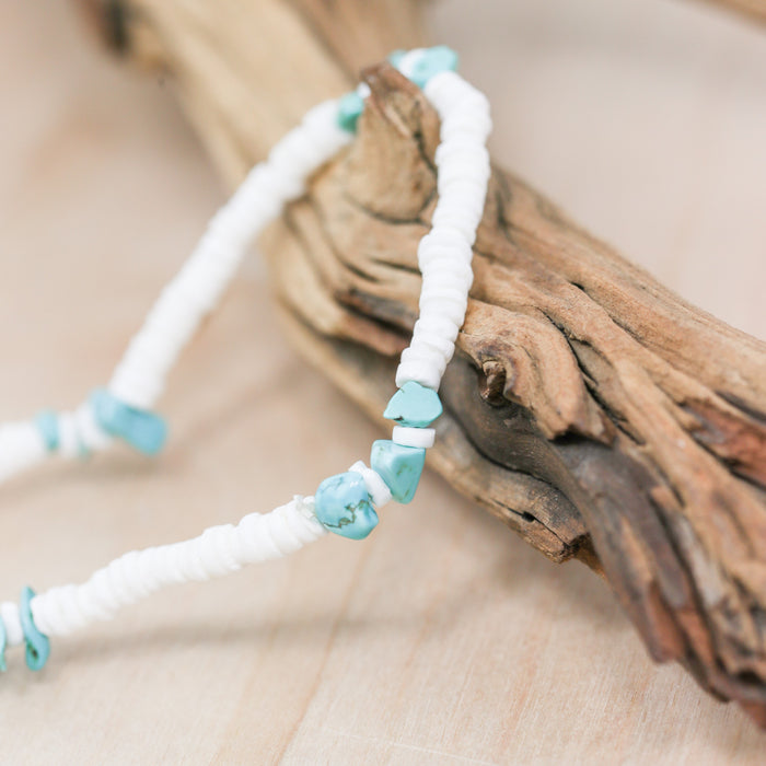 Kona Turquoise Puka Shell Stretch Necklace | Shop Bali Queen