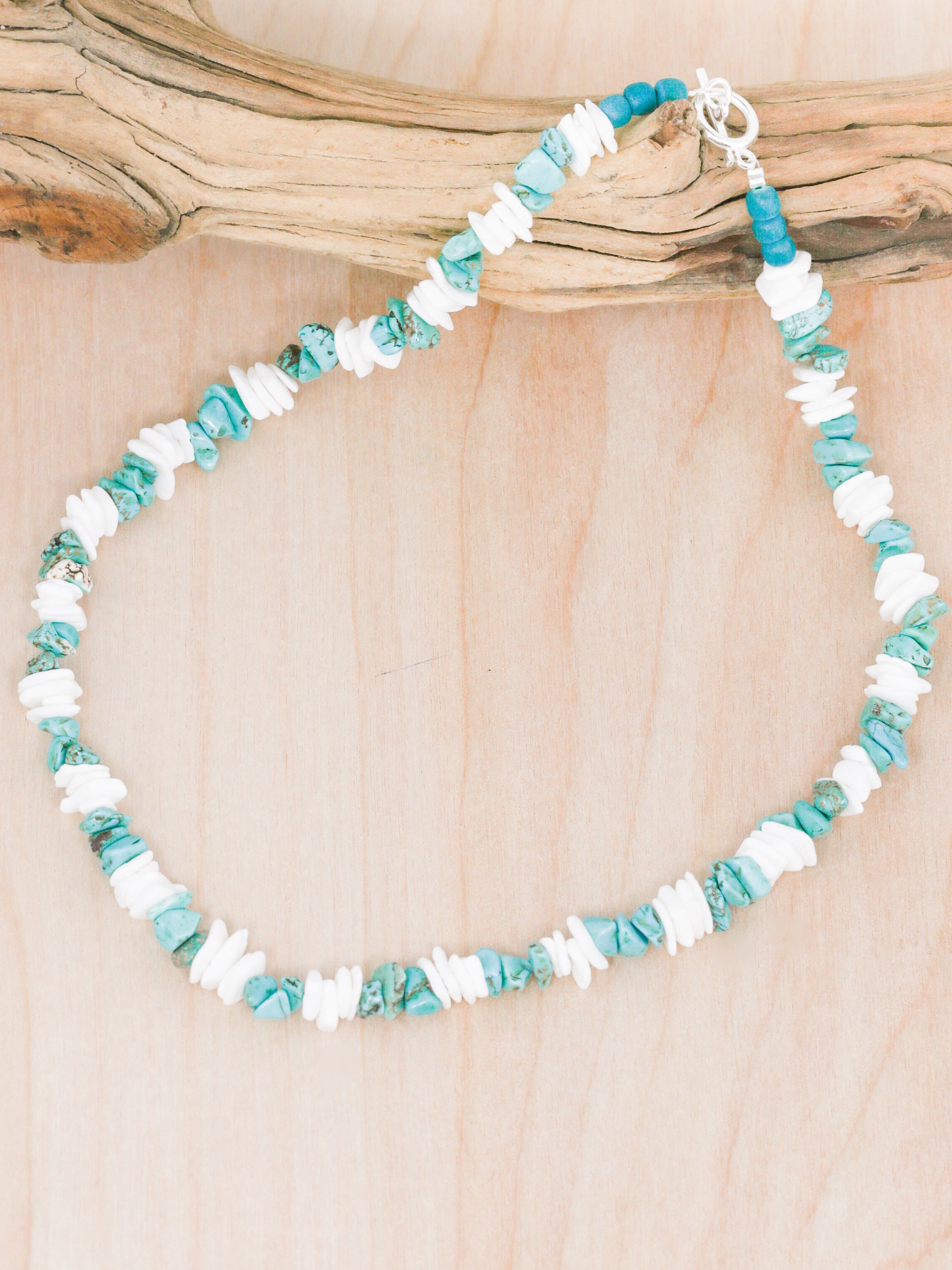 Sunrise Shell Turquoise & Puka Shell Necklace