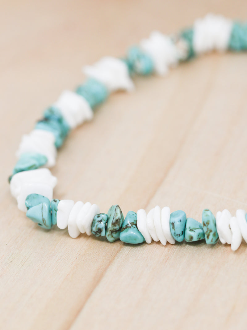 Kona Square Turquoise Puka Shell Toggle Necklace