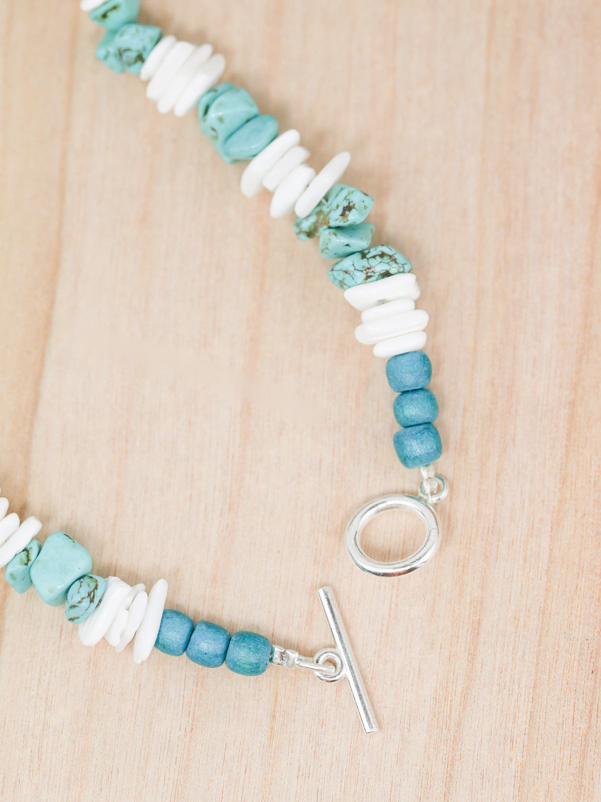 Kona Square Turquoise Puka Shell Toggle Necklace