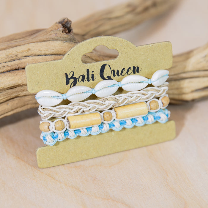 Hippie Woven Cowrie 4PK Bracelets | Shop Bali Queen
