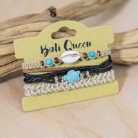 Hippie Leather Cowrie 3PK Bracelets | Shop Bali Queen
