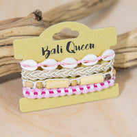 Hippie Woven Cowrie 4PK Bracelets | Shop Bali Queen