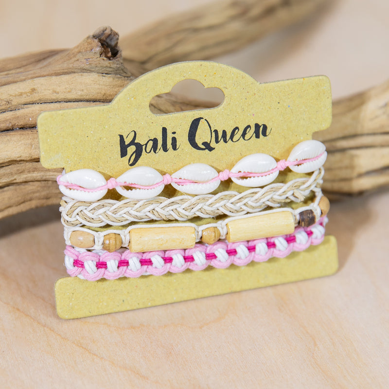 Hippie Woven Cowrie 4PK Bracelets | Shop Bali Queen