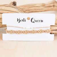 Bella Pearl & Macrame 2-Pack Pull Bracelets | Shop Bali Queen