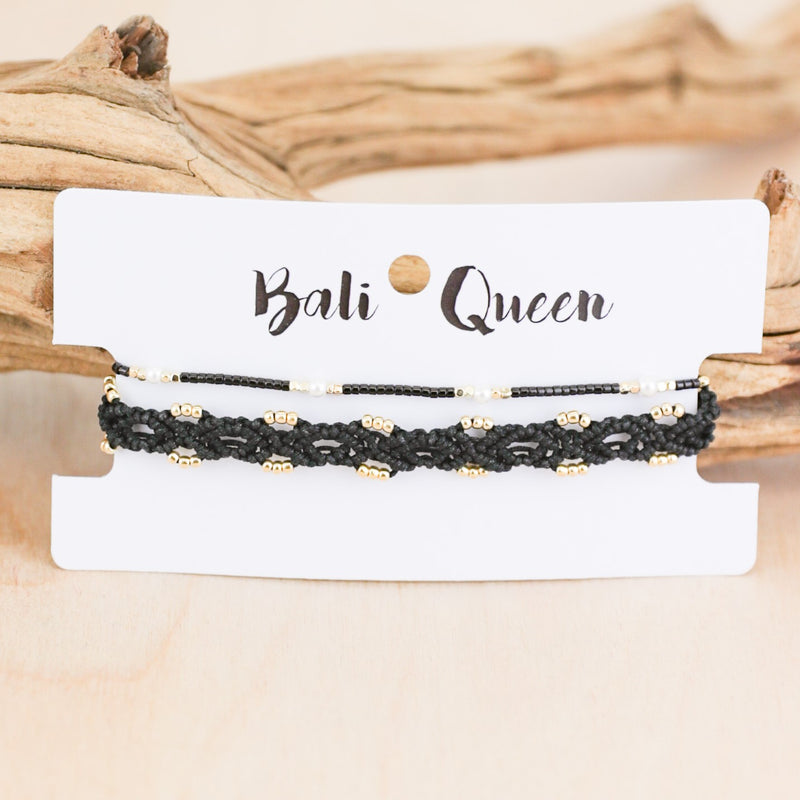 Bella Pearl & Macrame 2-Pack Pull Bracelets