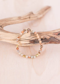 Naples Picture Jasper Gold Nugget Stretch Bracelet