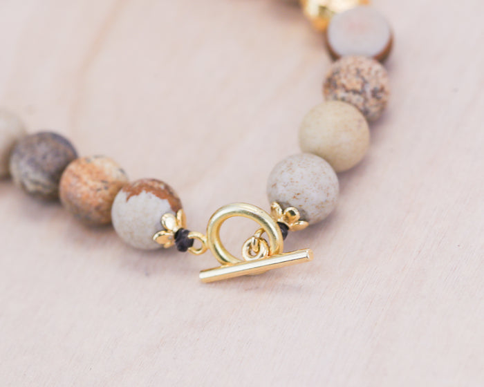 Naples Gold Nugget Stone Toggle Necklace | Shop Bali Queen