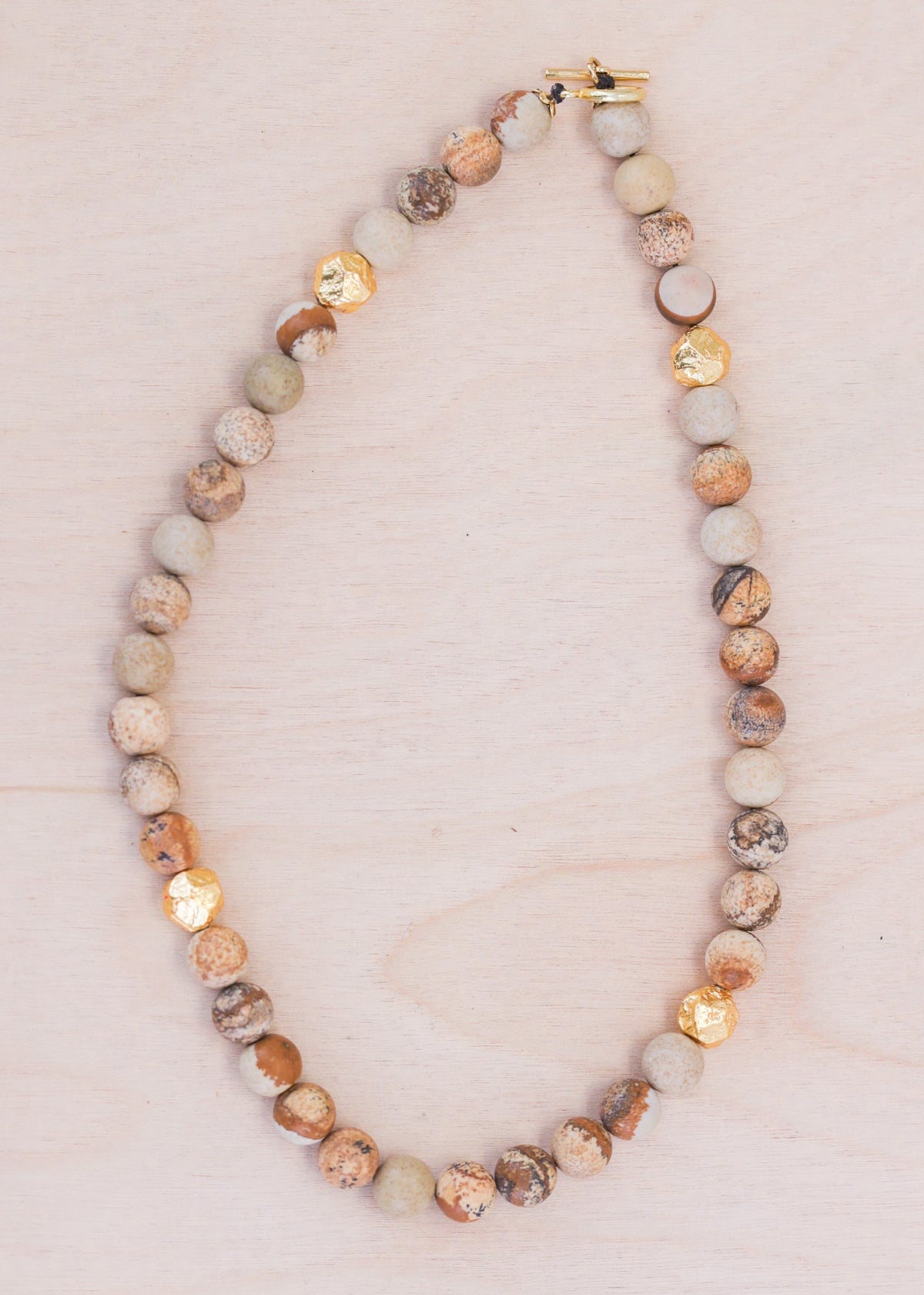 Naples Gold Nugget Stone Toggle Necklace