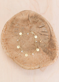 Gold Disc Crystal Chain Bracelet