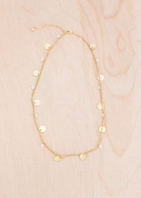 Gold Disc Crystal Chain Necklace