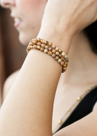 Naples Picture Jasper Gold Nugget Stretch Bracelet