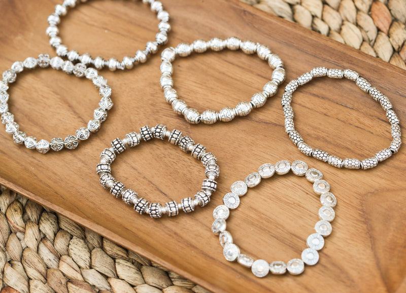 12 Stretch Alloy Bracelet Assortment, We Pick!
