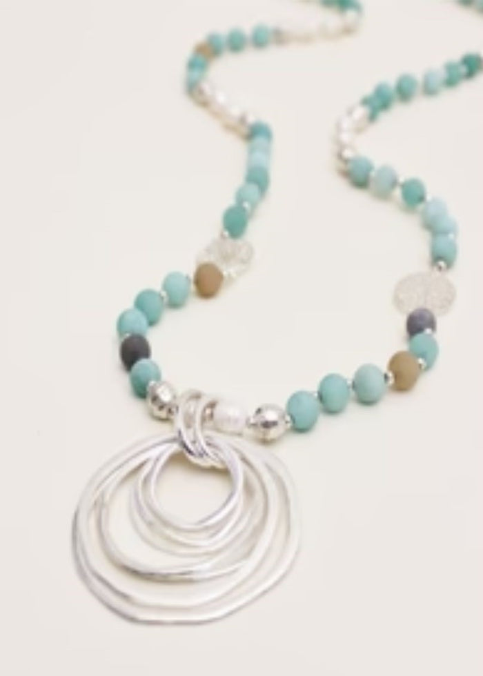 Amazonite & Pearl Lady of The Rings Alloy Necklace | Shop Bali Queen