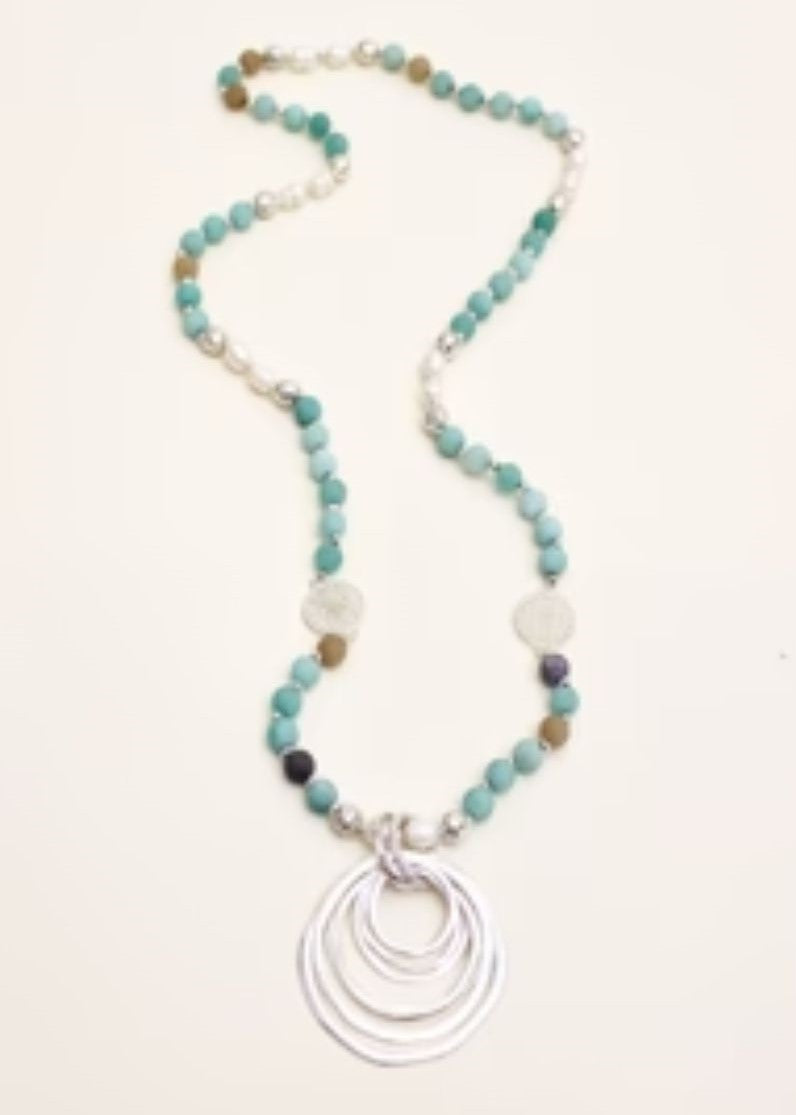Amazonite & Pearl Lady of The Rings Alloy Necklace | Shop Bali Queen