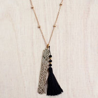 Etched Gold Bar Necklace