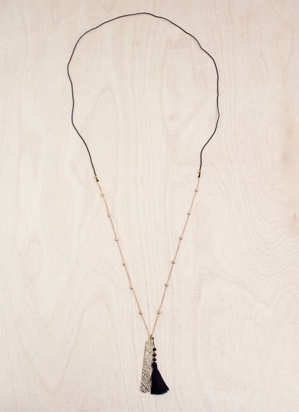 Etched Gold Bar Necklace