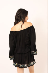 Bali Queen, Coco Rose, Resort Wear, Pool Wear, Bathing suit coverup, summer, summer style, boutique, bali, travel, boho style, sundress, roseta, embroidered, miranda, off the shoulder.