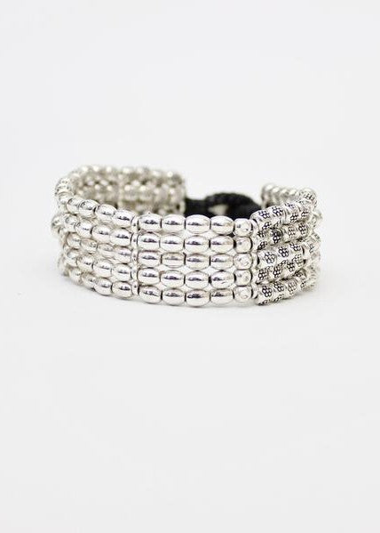 Etched Square and Barrel Premium Alloy Bracelet