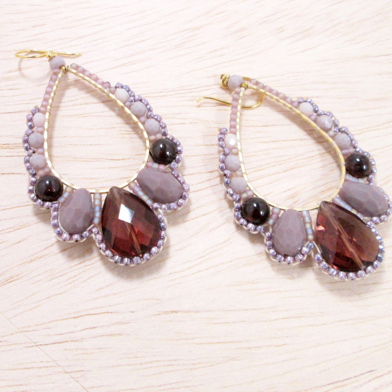 Thai Crystal Scalloped Earrings