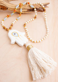 Hand of Fatima Wooden Necklace