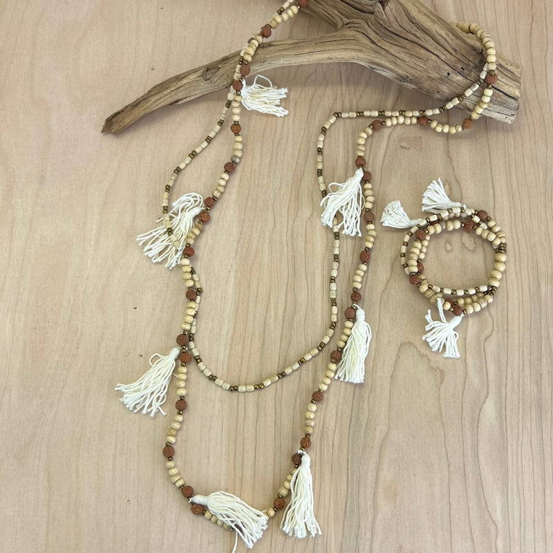 Lilo Layered Wooden Tassel Necklace