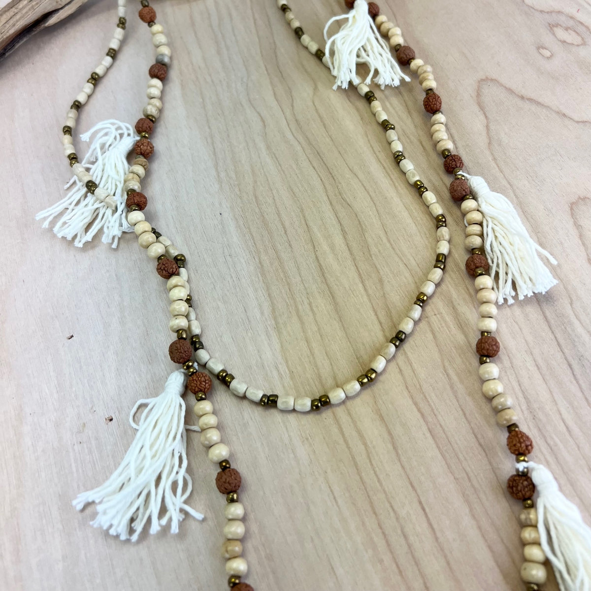 Lilo Layered Wooden Tassel Necklace