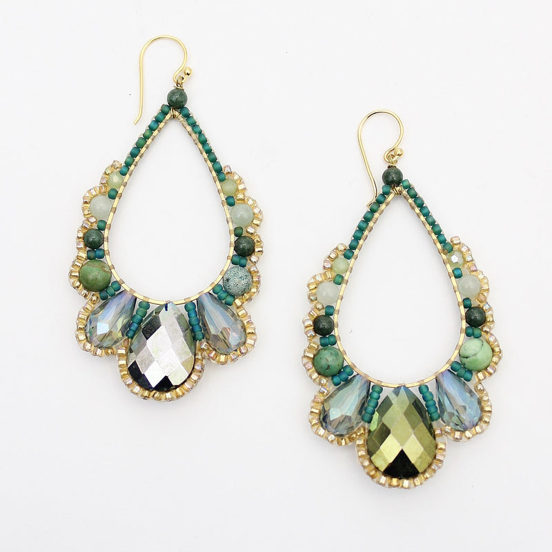 Thai Crystal Scalloped Earrings