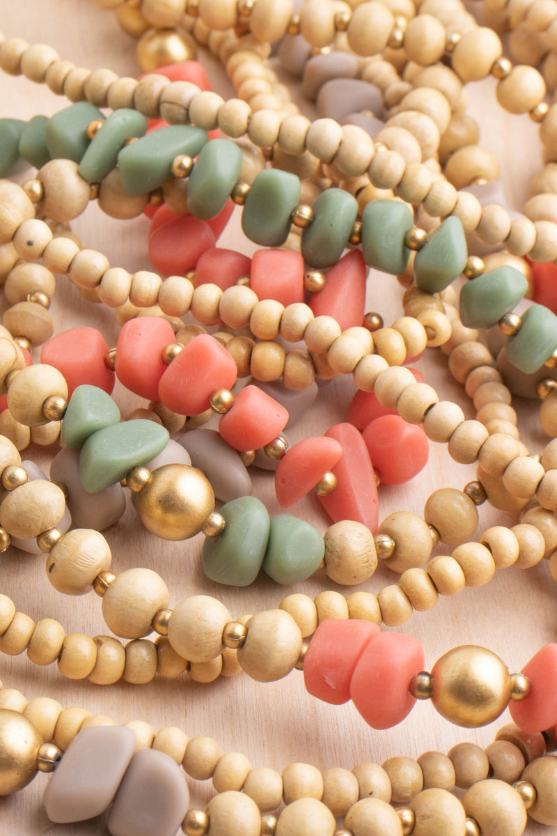 Wood & Resin Multi Strand Necklace