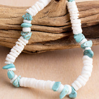 Kona Puka Shell Turquoise Stretch Bracelet