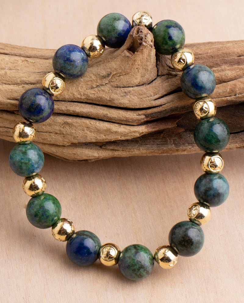 Stackable Stone Gold Bead Stretch Bracelet