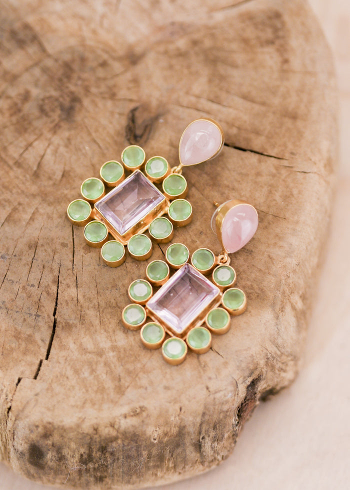 Dasha Spade Rose Quartz Earrings