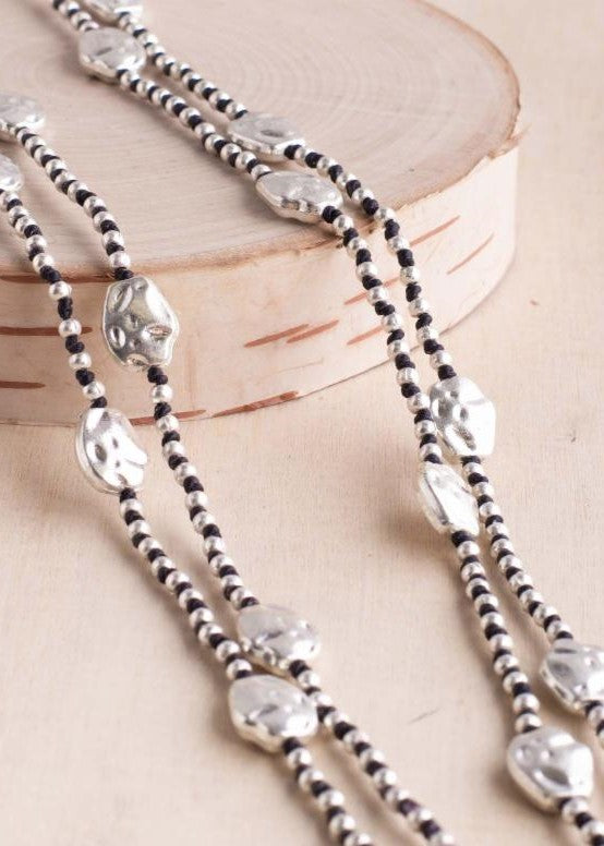 Silver Nugget Layering Alloy Necklace