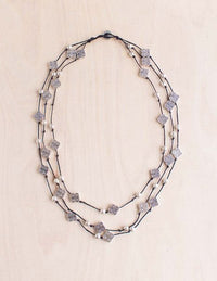 Triple Strand Quatrafoil Alloy Necklace