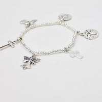 Angels & Crosses Charm Alloy Stretch Bracelet