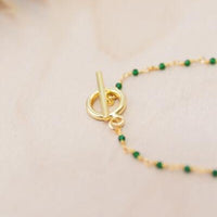 18K Toggle Evil Eye Emerald Stone Bracelet